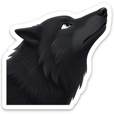 black wolf howling just head ,facing right side sticker
