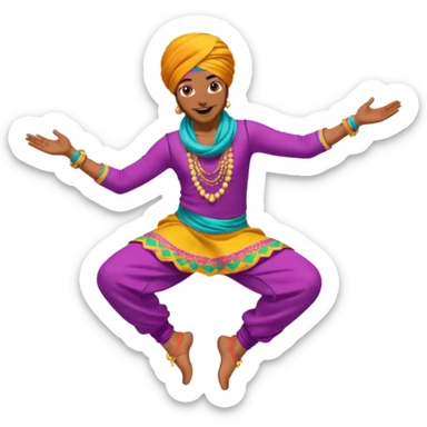 Bhangra dancer mid-jump, colorful turban sticker