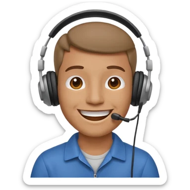 happy guy listening to music on a headset sticker