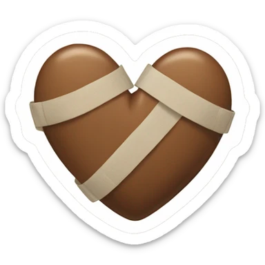 brown heart with bandages sticker