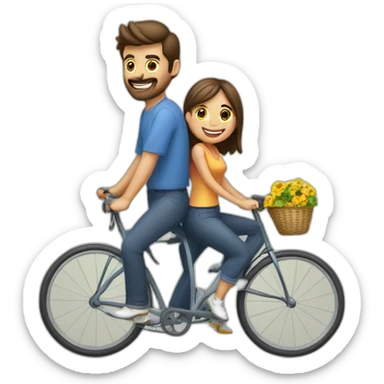 hombre y mujer montando juntos en una bicicleta cada uno sticker