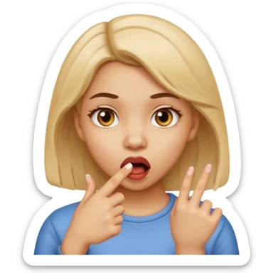 a girl bitten her finger sticker