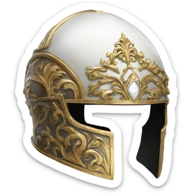 ornate french full-face closed armet helmet intricate white inlays sticker