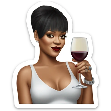 Photo Realistic Rihanna with wine glass sticker