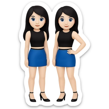 Change hair color to black, keep all other features the same, in emoji style with no background. sticker