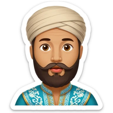 uzbek bearded man with national outfit licking his lips sticker