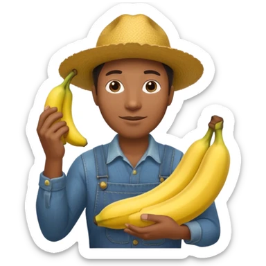 A black farmer with banana sticker