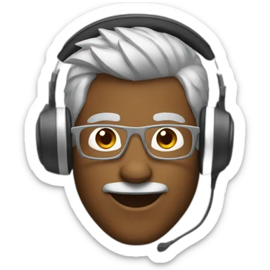 Silver fox with Headphones sticker