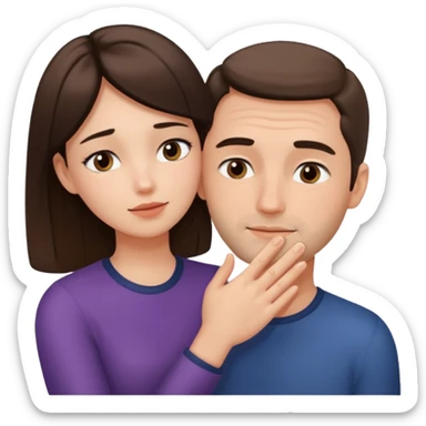 only one Girl touching his face with his own both hand, and smoothly rubbing the face sticker