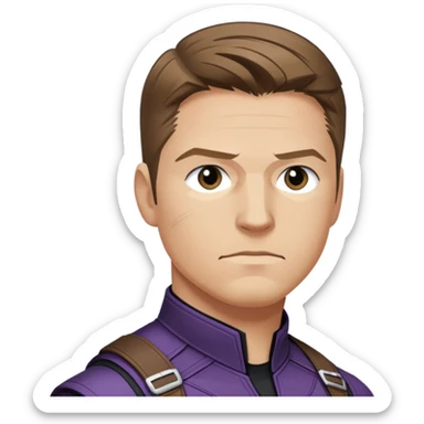 hawkeye clint barton portrait marvel, brown hair from captain america: civil war sticker