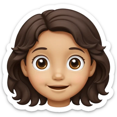 smiling toddler face with big eyes, medium skin tone, and dark wavy hair sticker