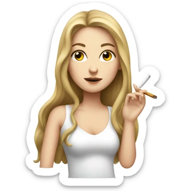 White girl with long hair smoking a cigarette  sticker