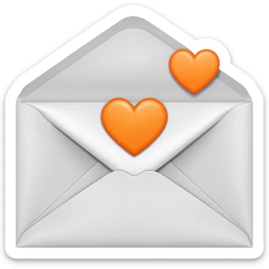white envelop with small orange heart inside sticker