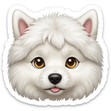 White fluffy dog painting sticker