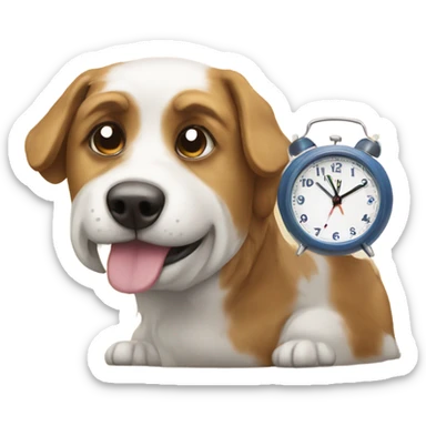 alarm clock on dog sticker