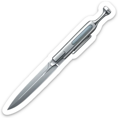 A highly detailed, realistic surgical scalpel with a polished stainless steel blade and a textured grip.

 sticker