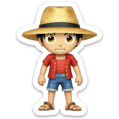 Luffy with Straw Hat and Red shirt sticker