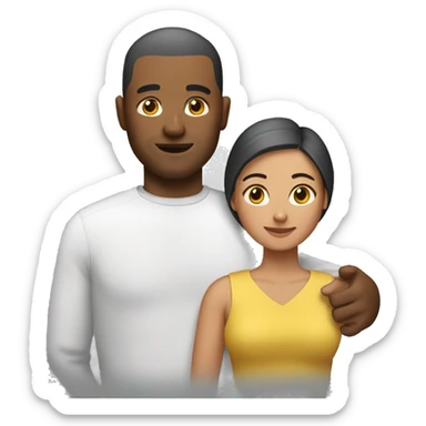 a man with a buzz cut holding a woman sticker