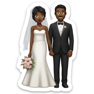 Married dark haired couple sticker