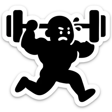 Convert this 100% gym dodger icon to a single color scheme, keeping the exaggerated and humorous style in an icon style. Use only one color throughout the entire design, maintaining the bold and filled look of the icon style. sticker