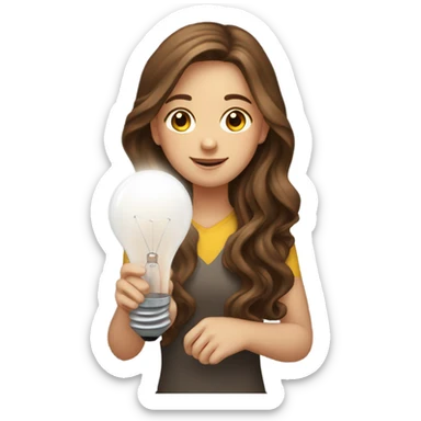 long wavy brown-hair white girl with bulb sticker