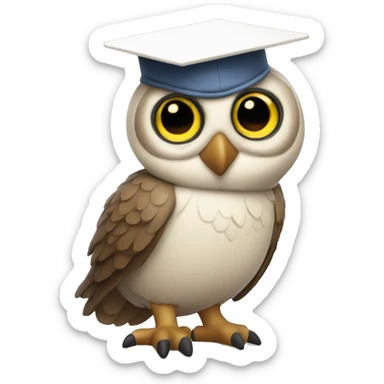 an owl in a scientific cap sticker