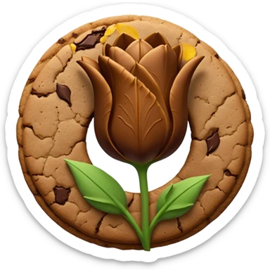 brown emojis of cookie, tulip, leaf, chocolate sticker