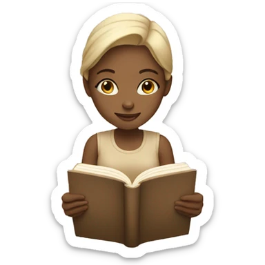 Girl reading a book. In beige tones  sticker