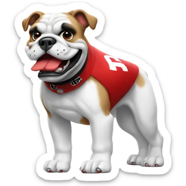 white UGA Georgia bulldog with a football and a red collar  sticker