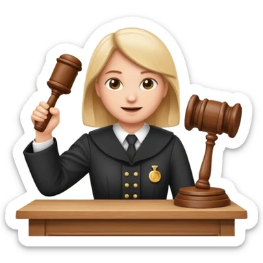 draw an emoji of a judge banging a gavel on the table  sticker