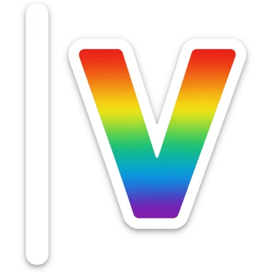letter V with rainbow fill sticker
