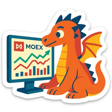 A dragon looking at Moscow stock exchange charts sticker