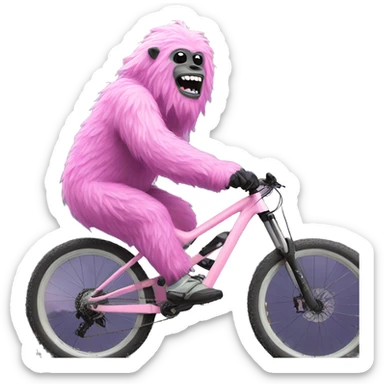 Yeti on a pink downhill mountain bike sticker
