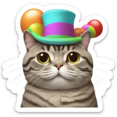 pusheen the cat with clown hat sticker