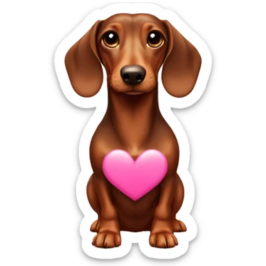 brown dachshund with pink heart sticker