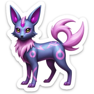 White and magenta pastel soft glossy smooth alloy divine holy legendary epic ethereal fantasy cyperpunk futuristic feral Manectric-Luxray-Umbreon-Espeon-Amaura-Electrike-fusion-creature  sticker