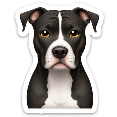 American Staffordshire Terrier, male, darkblack & white, brown eyes sticker