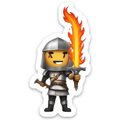 Make a crusader carrying a flaming sword sticker