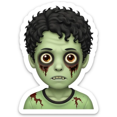 A boy zombie with black curly hair  sticker