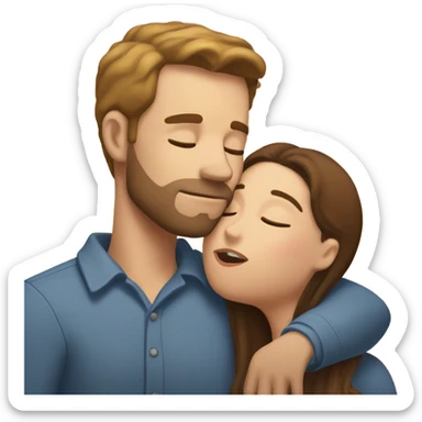White man kissing white woman brown hair good night  sticker