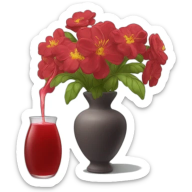 The bot a vase that containing a reddish beverage inside sticker