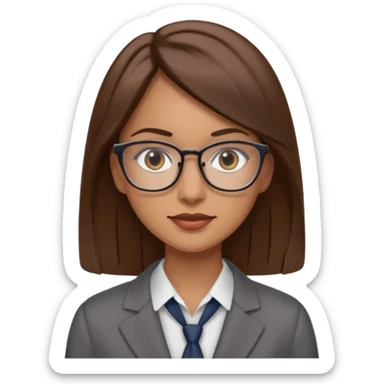 a woman in her 30´s, with medium brown straight hair, long. Grey eyes, working as an educator sticker