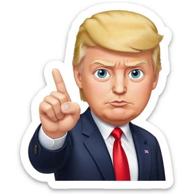 Super realistic Donald Trump pointing index finger up, realistic eyes sticker
