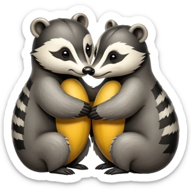 Two badgers hugging for comfort sticker
