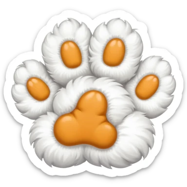 white fluffy paw, view from the top, cute, paw only sticker