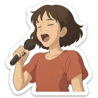 young lady singing sticker