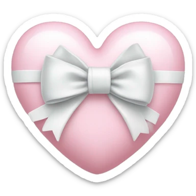 Pastel pink heart with white bow sticker