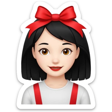 girl that have a red ribbon in her hair the hair is black  sticker
