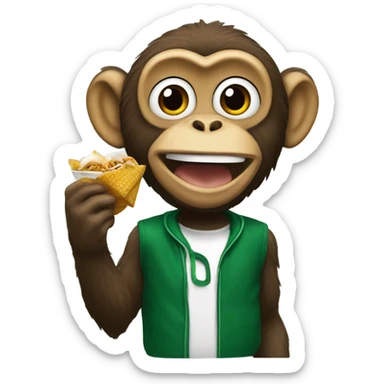 Monkey eating wingstop sticker
