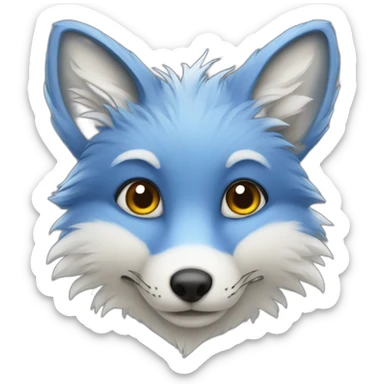 blue furry fox sticker